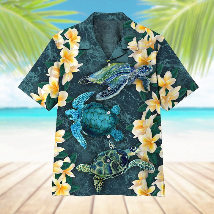 Beautiful Plumeria Turtle Aloha Hawaiian Shirt | HW1281