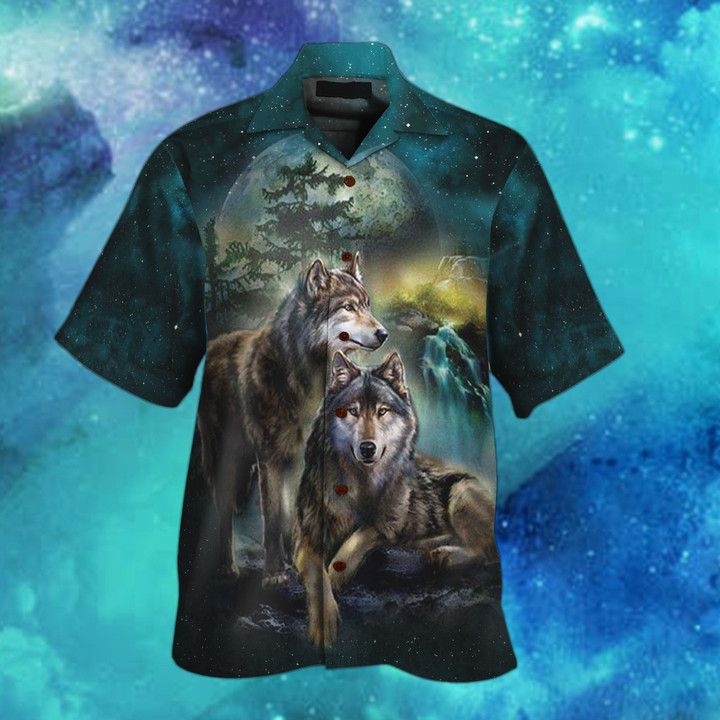 Wolf Beautiful Night Hawaiian Shirt | HW1379