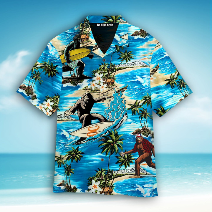 Beach Tropical Bigfoot Surfing Hawaiian Shirt | HW1271