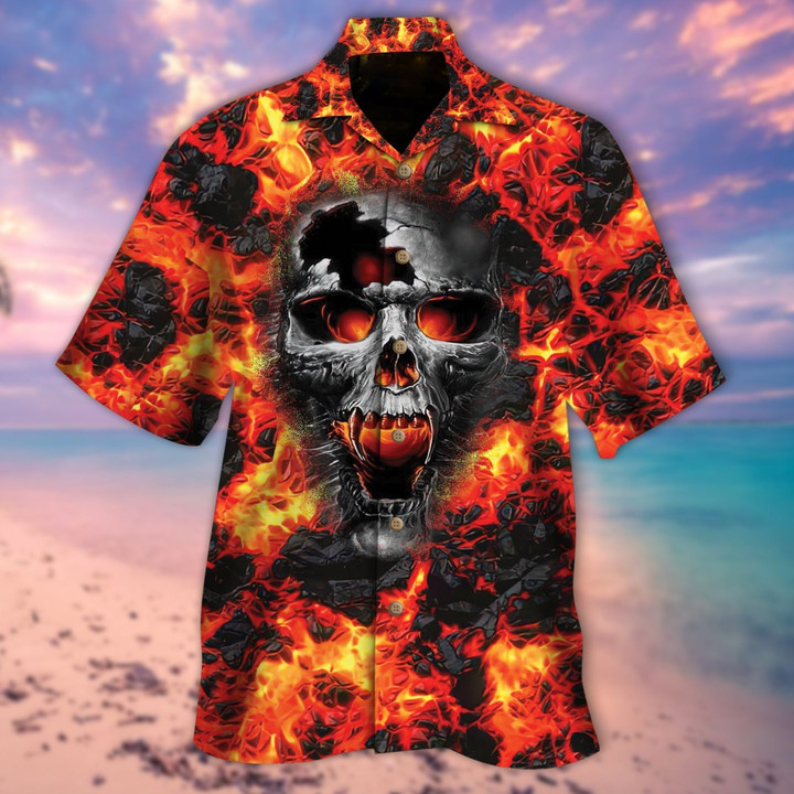 Skull Lava All Over Printed 3D Hawaiian Shirt