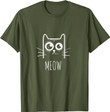 Meow Kitty Cute Cats T-Shirt - Olive Green
