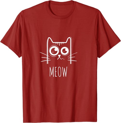 Meow Kitty Cute Cats T-Shirt - Cranberry Red