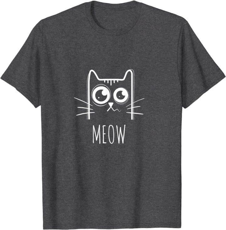 Meow Kitty Cute Cats T-Shirt - Dark Heather Grey