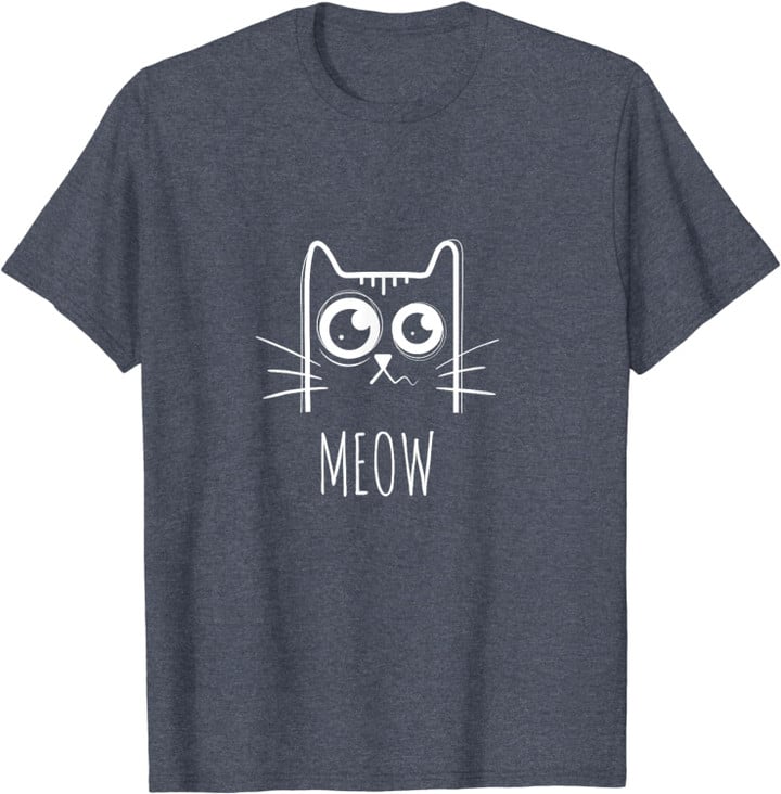 Meow Kitty Cute Cats T-Shirt - Heather Blue