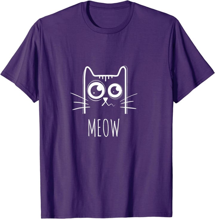Meow Kitty Cute Cats T-Shirt - Purple