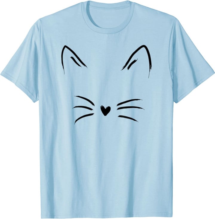 Cat Face Kitty Lover T-Shirt - Baby Blue