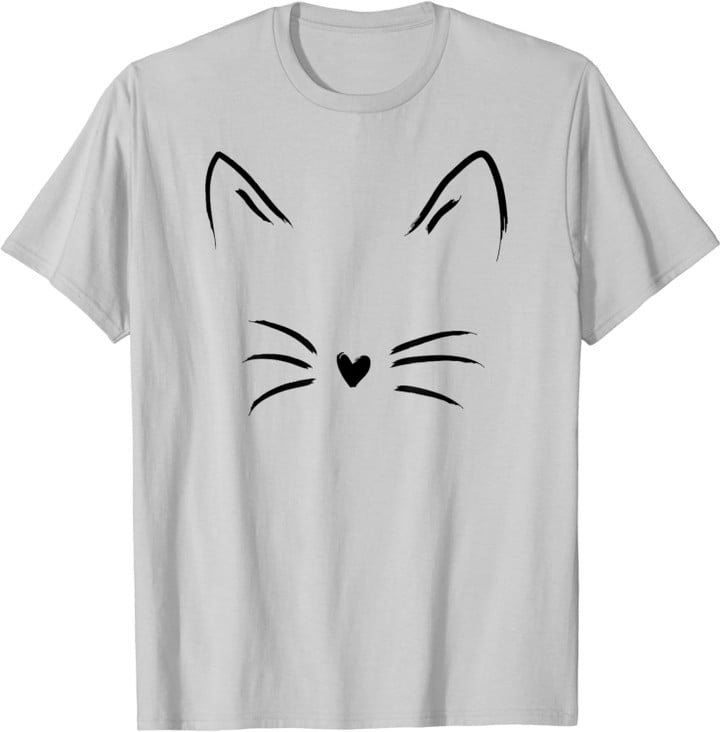 Cat Face Kitty Lover T-Shirt - Silver Grey