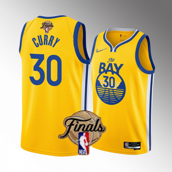 Stephen Curry Golden State Warriors 2022 Finals Jersey Gold 30 Diamond Badge Dub