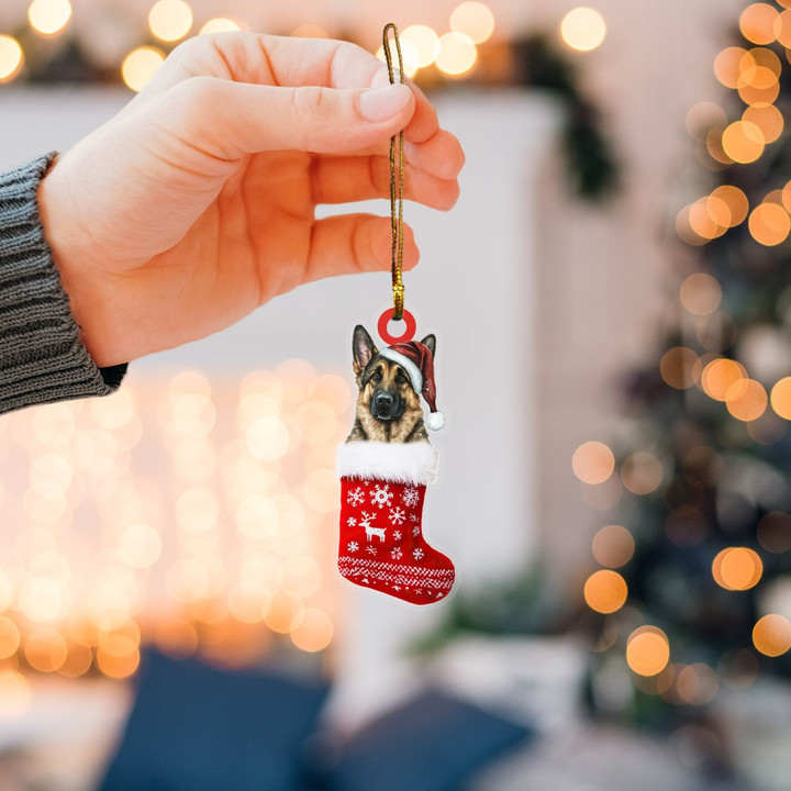 German Shepherd Christmas Mica Custom Ornament