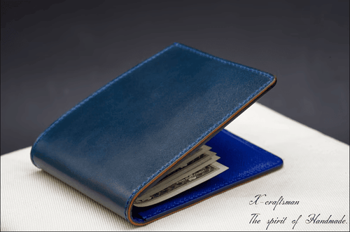 Bespoke money clip wallet, handmade from shell cordovan leather, luxury wallet for men, handmade to order, an idea of gift for him.