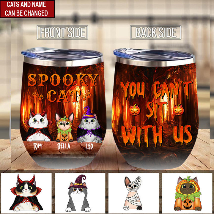 wine Tumbler, Spooky Cat you can't sit with us Halloween wine tumbler, Gift for Halloween