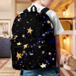 Many golden stars backpack in the dark sky