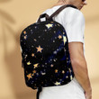 Many golden stars backpack in the dark sky