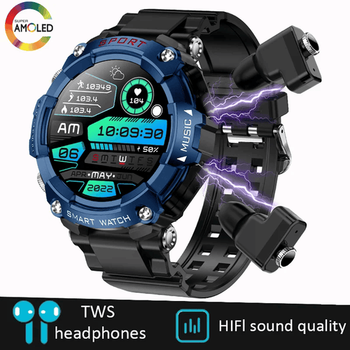 Smart Watch With Earbuds | 2 In 1 Men Smart Watch with Earbuds Built in Of Strong Sound Effects Music Lover.