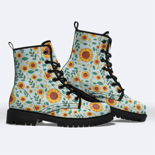 Some amazing shoes with sunflower boots.
