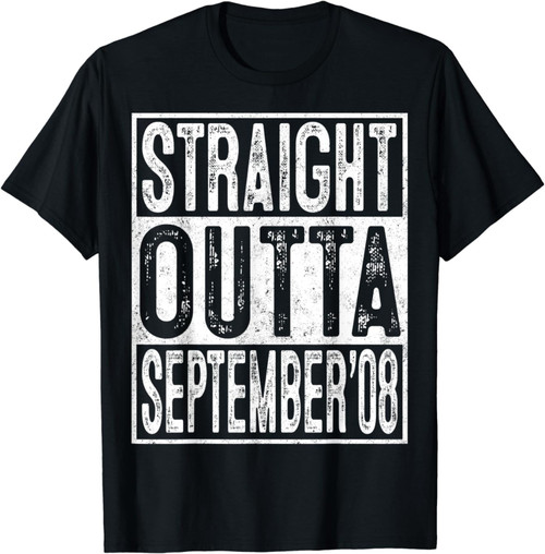 11th Birthday Straight Outta September 2008 Gift 11 Year Old T-Shirt