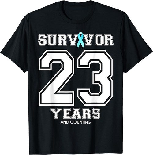 23 Years Ovarian Cancer Survivor Teal Ribbon Gift For Women T-Shirt