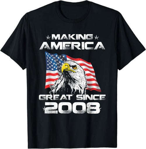 12th Birthday Gift Usa Flag Making America Great Since 2008 T-Shirt