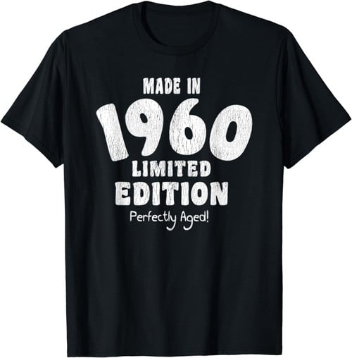 63rd Birthday Gift Idea: Made In 1960 Destressed Text T-Shirt