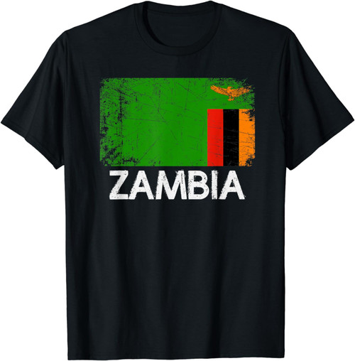 Zambian Flag T-Shirt | Vintage Made In Zambia Gift