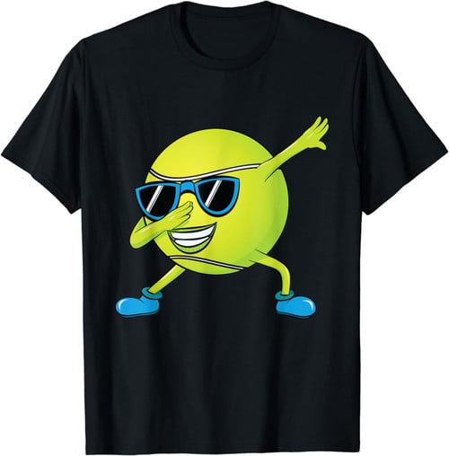 Dabbing Tennis Ball Cartoon | Tennis Kids Birthday Gift T-Shirt