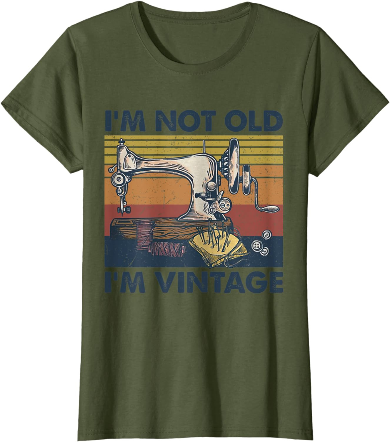 Womens I'm Not Old I'm Vintage Funny Sewing Machine Graphic 2022 T-Shirt