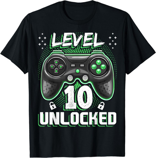 Level 10 Unlocked Video Gamer 10th Birthday Gift For Boys T-Shirt