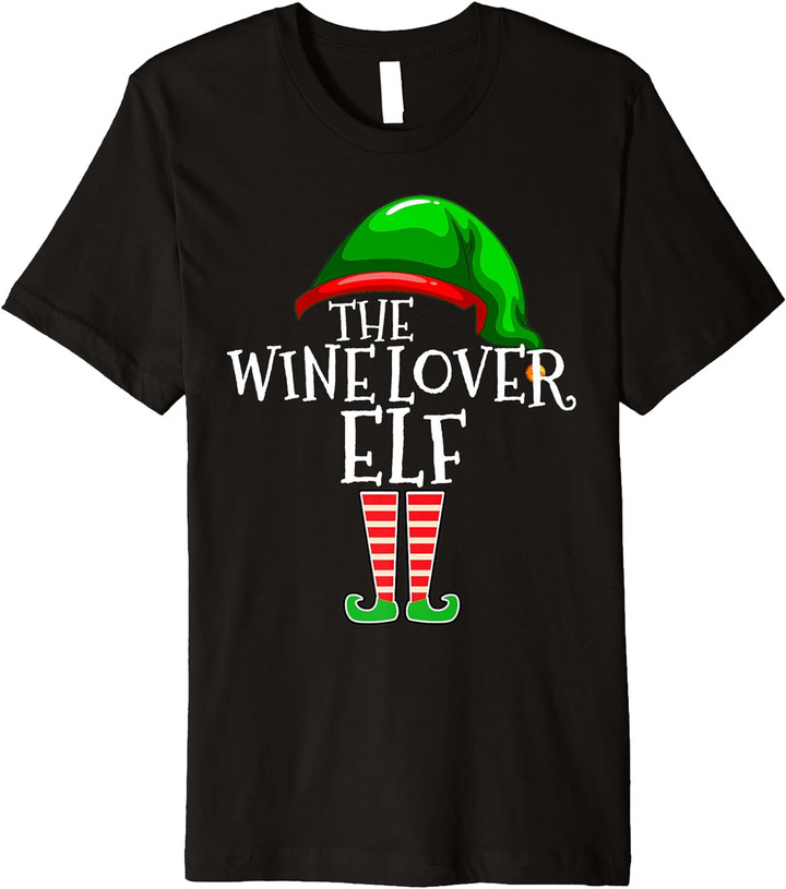 Wine Lover Elf Group Matching Family Christmas Gift Drinking Premium T-Shirt