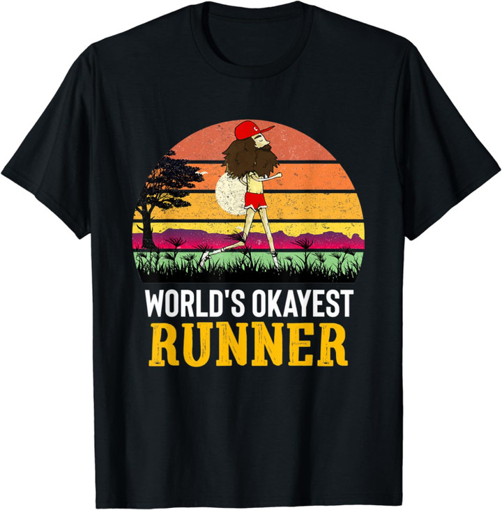 Worlds Okayest Runner Outfit. Funny Running Retro Vintage T-Shirt