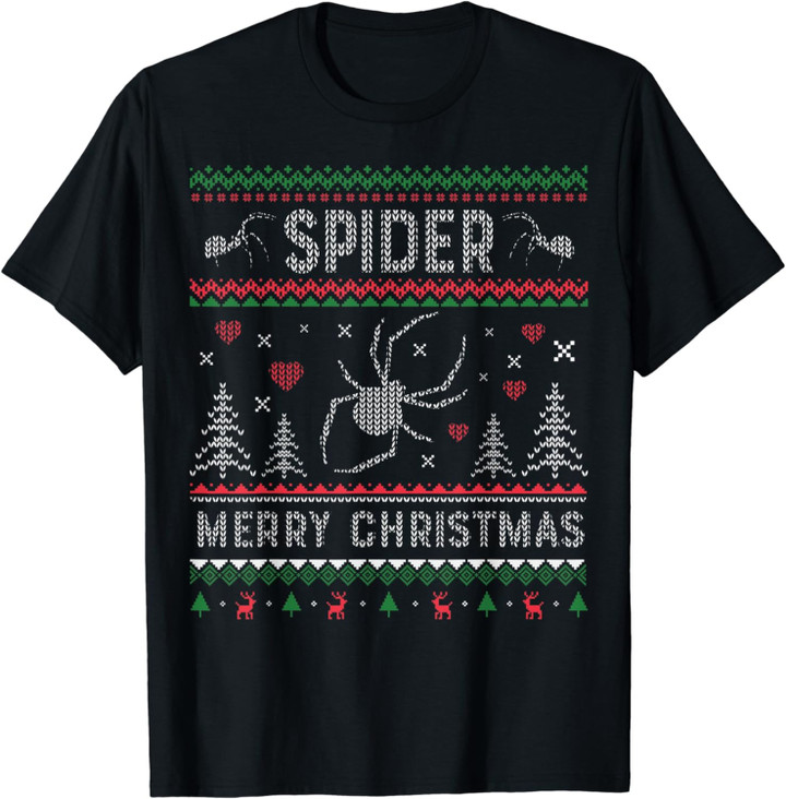Spider Funny Ugly Christmas Sweater Style T-Shirt
