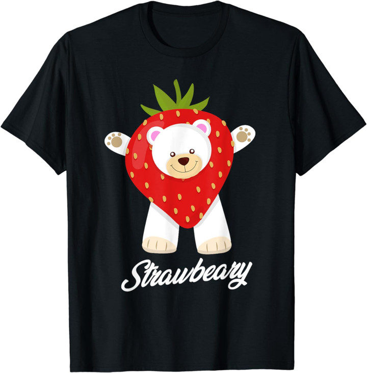 Strawbeary Strawberry Polar Bear Berry Pun Valentine's Day T-Shirt
