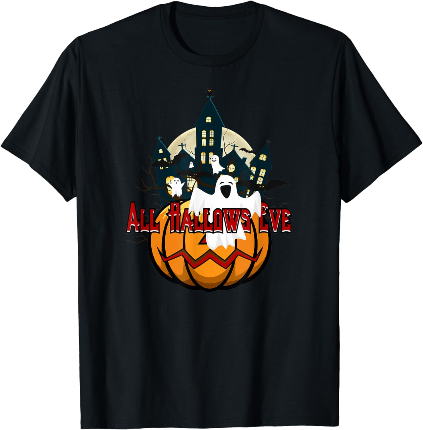 Vintage Halloween All Hallows Eve Ghost Design T-Shirt