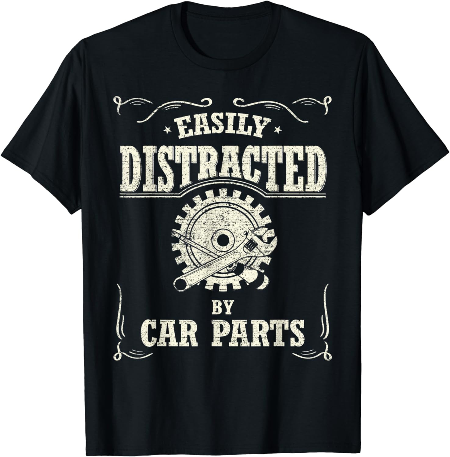 Vintage Car Mechanic Easily Distracted By Car Parts T-Shirt