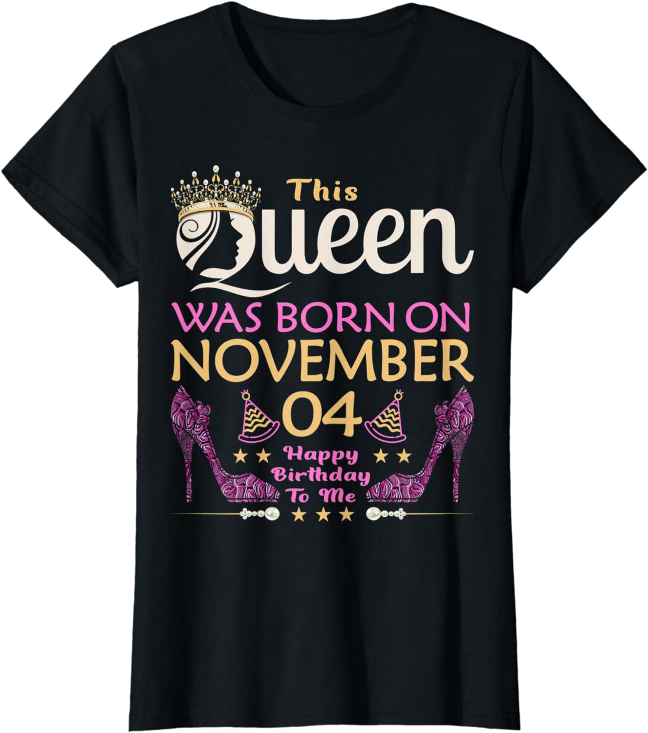 Womens This Queen Was Born On November 4 - Queens Happy Birthday T-Shirt