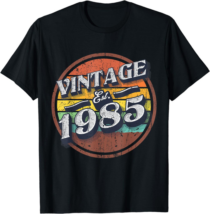 Vintage Established 1985 37th Birthday Party Retro Men T-Shirt