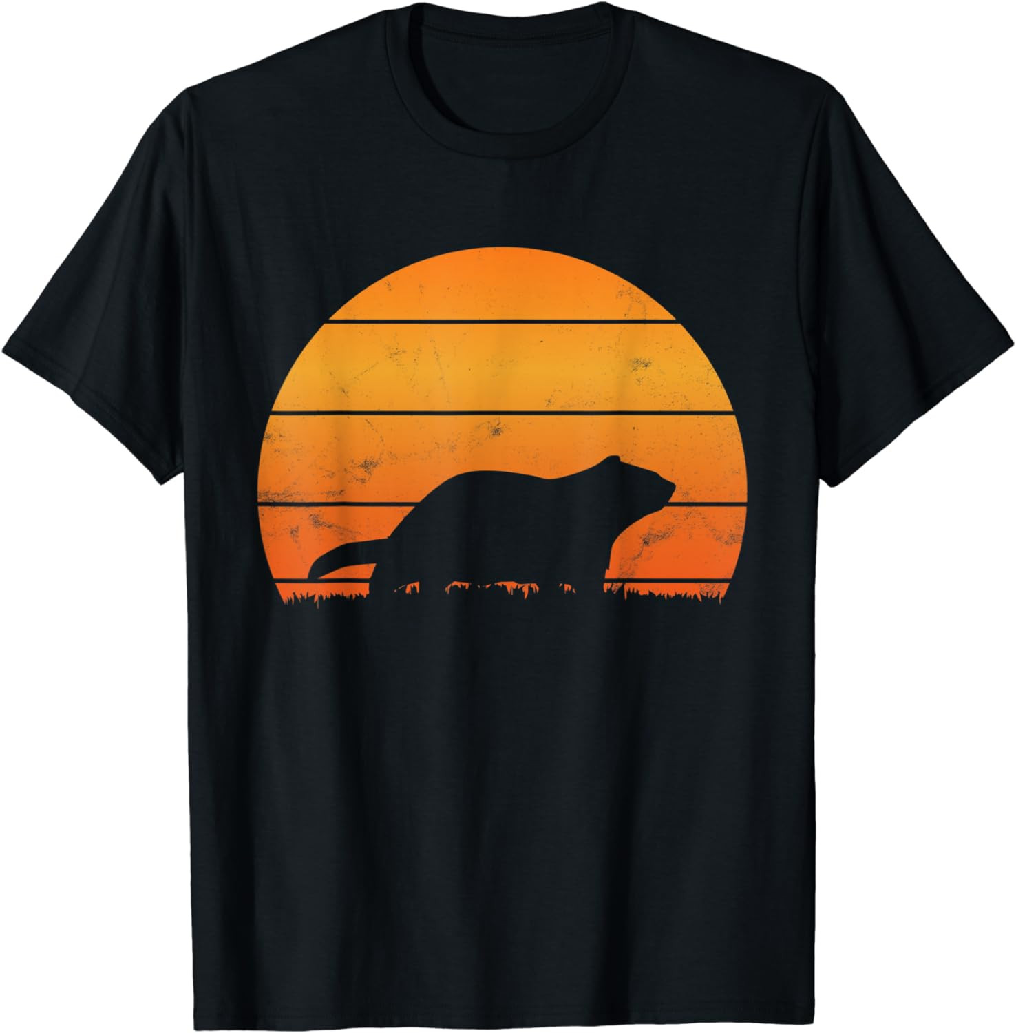 Vintage Sunset Groundhog Lumberchuck Marmot Shadow T-Shirt