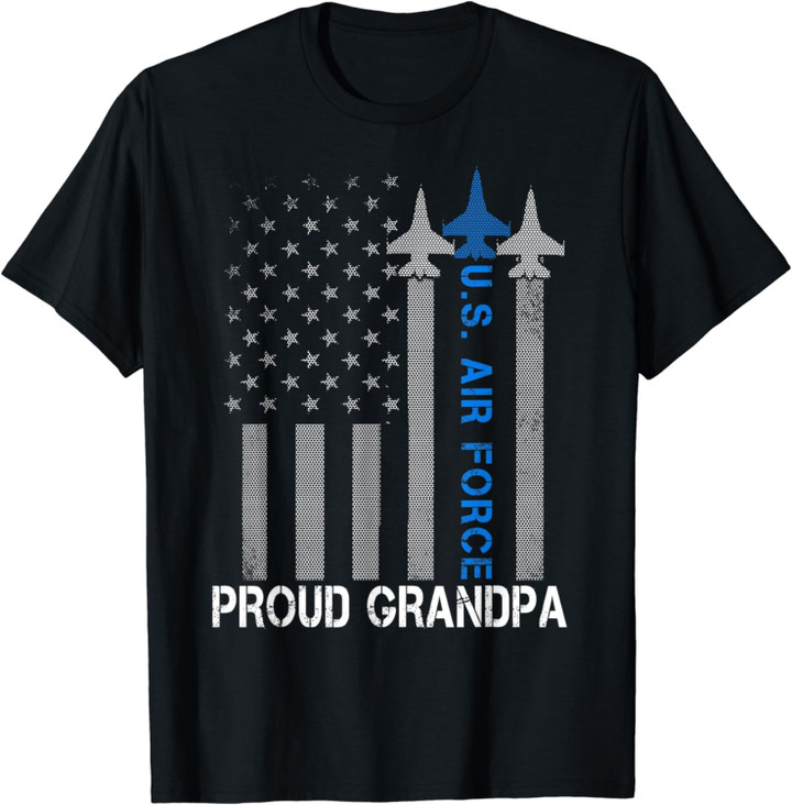 Vintage Proud Grandpa Us Air Force Flag Tshirt - Usaf T-Shirt