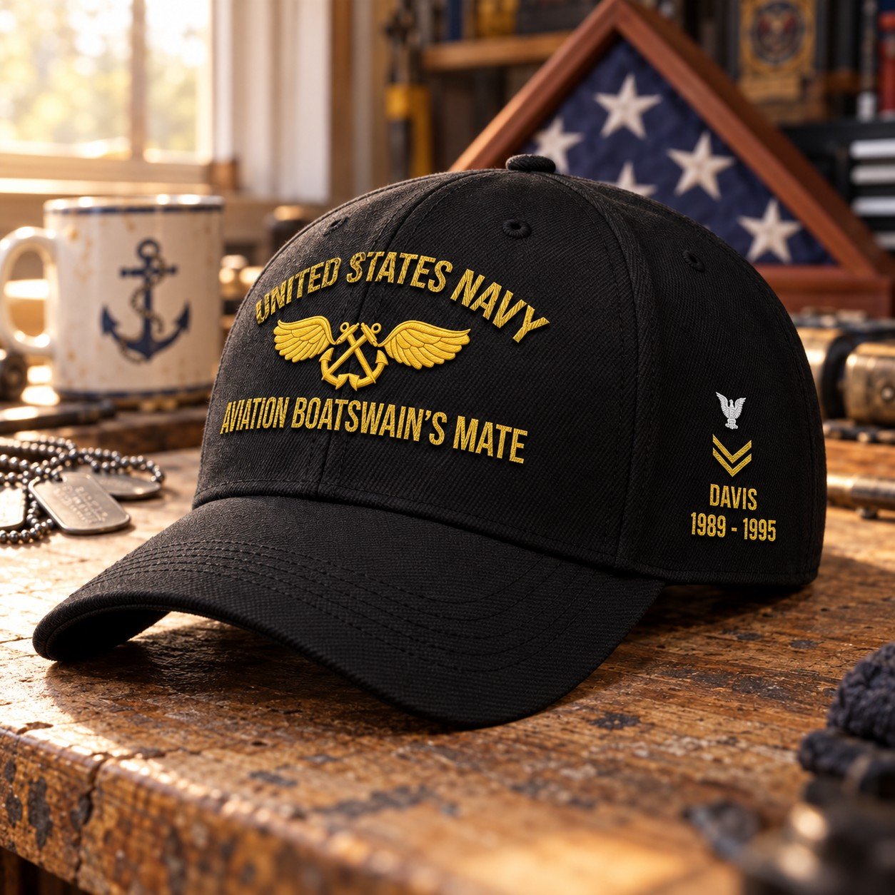 U.S. Navy Aviation Boatswain's Mate (AB) Rating Veteran Embroidered Cap (Gold Thread) - 1607