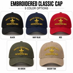 U.S. Navy Photographers Mate (PH) Rating Veteran Embroidered Cap (Gold Thread) - 1670