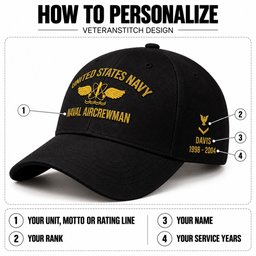 U.S. Navy Naval Aircrewman (AW) Rating Veteran Embroidered Cap (Gold Thread) - 1602