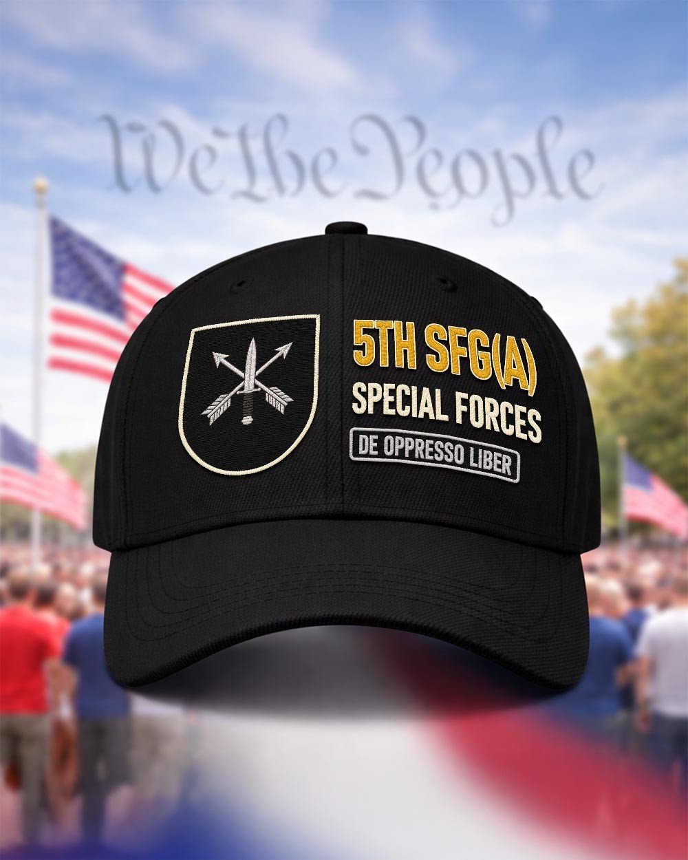 5th Special Forces Group (Airborne) Black Flash Embroidered Cap
