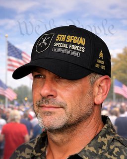 5th Special Forces Group (Airborne) Black Flash Embroidered Cap