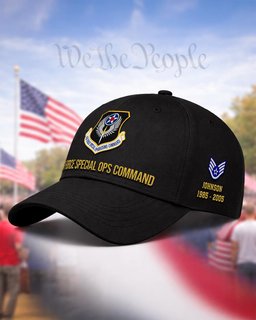 U.S. Air Force Special Operations Command (AFSOC) Veteran Embroidered Cap - 2777 - Vintage Distressed Cap Black mockup