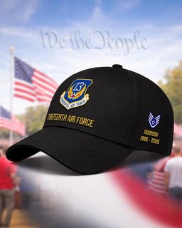 Thirteenth Air Force (Air Forces Pacific) Veteran Embroidered Cap - 2809 - Vintage Distressed Cap Black mockup
