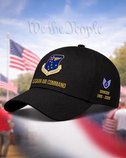 U.S. Air Force Alaskan Air Command Veteran Embroidered Cap - 2784 - Vintage Distressed Cap Black mockup