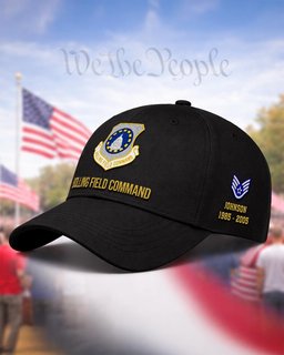 U.S. Air Force Bolling Field Command Veteran Embroidered Cap - 2785 - Vintage Distressed Cap Black mockup