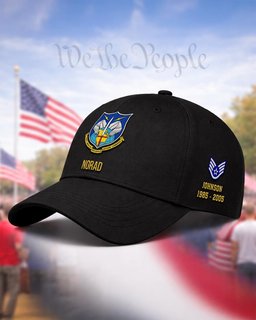 North American Aerospace Defense Command (NORAD) Veteran Embroidered Cap - 2800 - Vintage Distressed Cap Black mockup