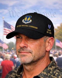 U.S. Air Force Materiel Command (AFMC) Veteran Embroidered Cap - 2775 - Embroidered Classic Cap Red mockup
