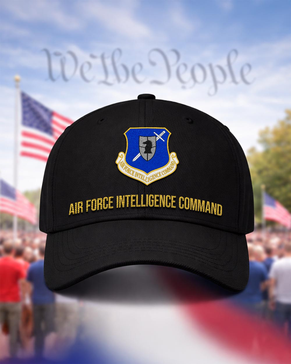 U.S. Air Force Intelligence Command Veteran Embroidered Cap - 2774 - Embroidered Classic Cap Black mockup