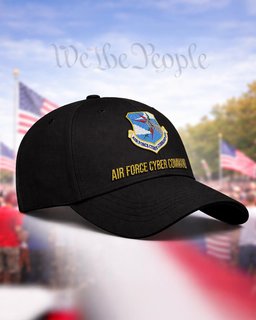 U.S. Air Force Cyber Command Veteran Embroidered Cap - 2772 - Embroidered Classic Cap Desert Tan mockup